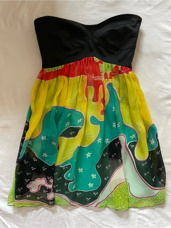 Diane Von Furstenberg Dresses & Skirts - Diane von Furstenberg Silk Strapless Abstract Print Dress Size 2